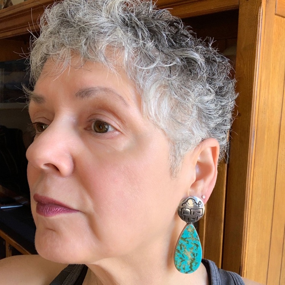 RIBBON WINNER JCoriz Turquoise Sterling Earrings FREE SHIPPING!